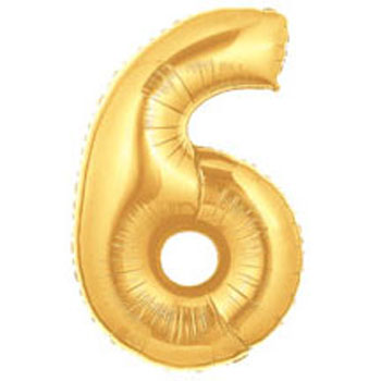 Gold Number 6 Mylar Balloon